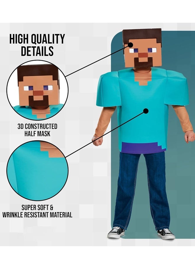 Game Steve Cosplay Costume Set  Kids XL-Pixelated Foam Tunic - for Halloween, Cosplay, Parties & Gaming Events - Includes Hat+Top+Pants & Character-Themed Accessories - Image 3