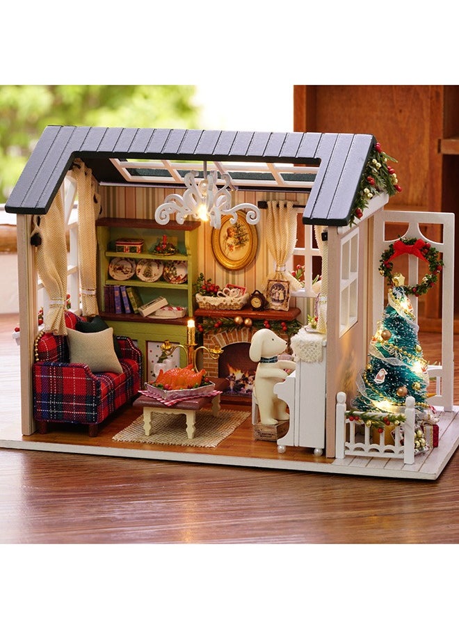 DIY Dollhouse Miniature with Furniture Light, Wooden House Kit Dollhouse Kit Villa Model, Hands Craft Miniature Model for Boys Girls Children Handicraft Gift  - Image 4
