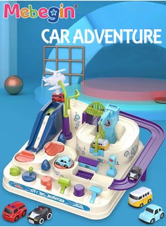 MEBEGIN Kids Car Adventure Toy, Cars Race Track Toys with 4 Toy Cars, Race Track Vehicle Set, Fun Durable Adventure Vehicles Toy, Preschool Educational Interactive Toy, Easy to Install and Play, No Battery Required, Ideal Gift for Kids Aged 3+  - Image 1