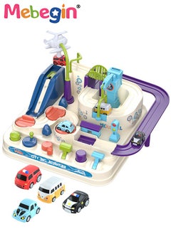 MEBEGIN Kids Car Adventure Toy, Cars Race Track Toys with 4 Toy Cars, Race Track Vehicle Set, Fun Durable Adventure Vehicles Toy, Preschool Educational Interactive Toy, Easy to Install and Play, No Battery Required, Ideal Gift for Kids Aged 3+  - Image 2