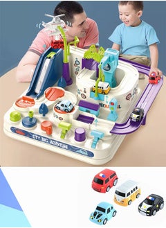 MEBEGIN Kids Car Adventure Toy, Cars Race Track Toys with 4 Toy Cars, Race Track Vehicle Set, Fun Durable Adventure Vehicles Toy, Preschool Educational Interactive Toy, Easy to Install and Play, No Battery Required, Ideal Gift for Kids Aged 3+  - Image 3