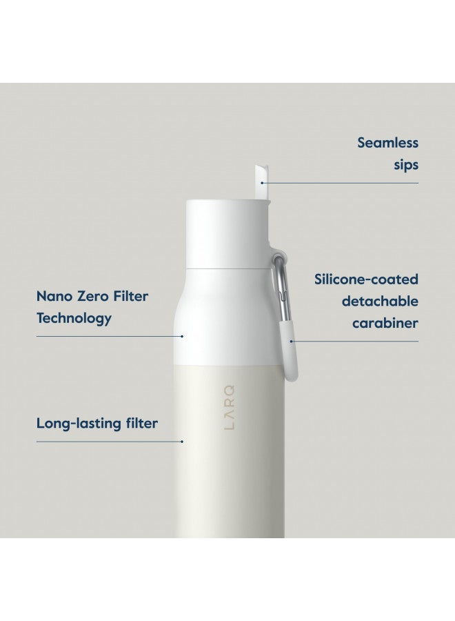 LARQ زجاجة LARQ المصفاة - زجاجة ماء معزولة من الفولاذ المقاوم للصدأ خالية من BPA بتقنية نانو زيرو ومرشحات تدوم طويلاً، أبيض جرانيت، 25 أونصة - Image 3