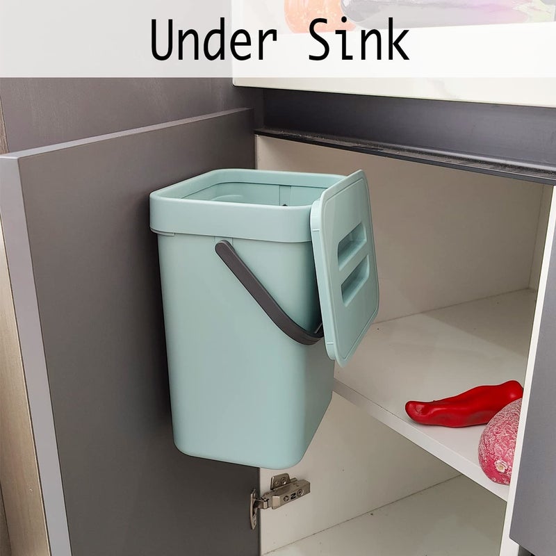 LALASTAR Small Trash Can with Lid, Compost Bin Indoor Kitchen Sealed Under Sink for Kitchen, Food Waste Bin for Countertop, Mountable Garbage Can for Bathroom, RV, 5L/1.3 Gal, Blue - Image 5