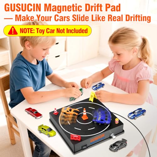GUSUCIN Magnetic Drift Pad for Hot Wheels Cars 164 Spinning Drift Track with Adjustable Speed Direction USB Powered Drift Pad with 5 Decorations Display Stand for All 164 Scale Diecast Cars Black - Image 3