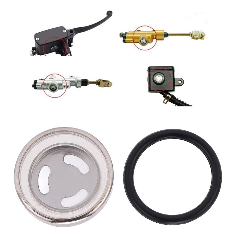Motorcycle Brake Clutch Master Cylinder Reservoir Sight Glass 2 Pcs Kit Universal Replacement - Image 5