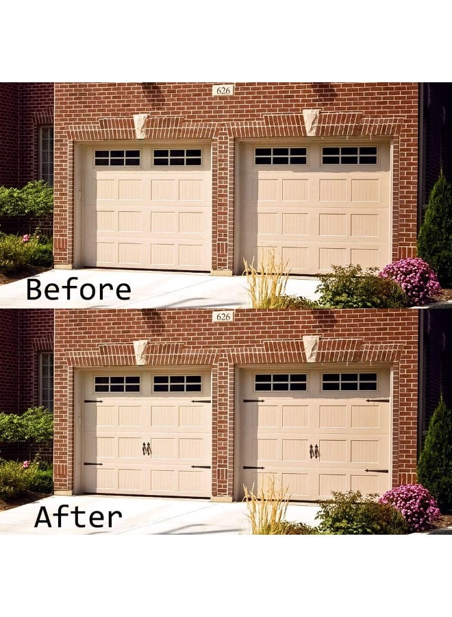 Decorative Metal Garage Door Hardware Screw in Carriage House Accents Dummy Hinges Handles Black Steel Barn Gate Garage Decor - Image 4