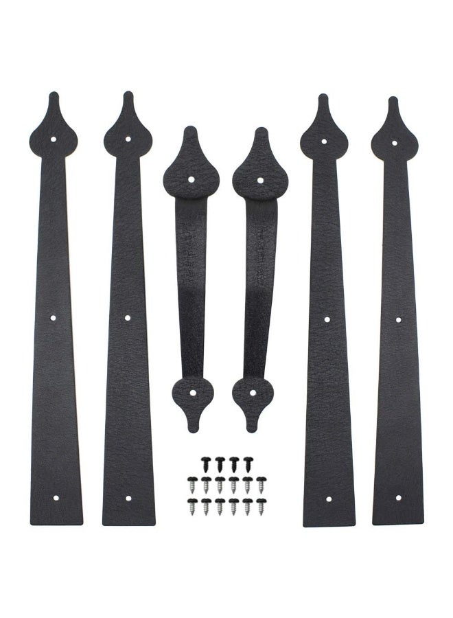 Decorative Metal Garage Door Hardware Screw in Carriage House Accents Dummy Hinges Handles Black Steel Barn Gate Garage Decor - Image 1