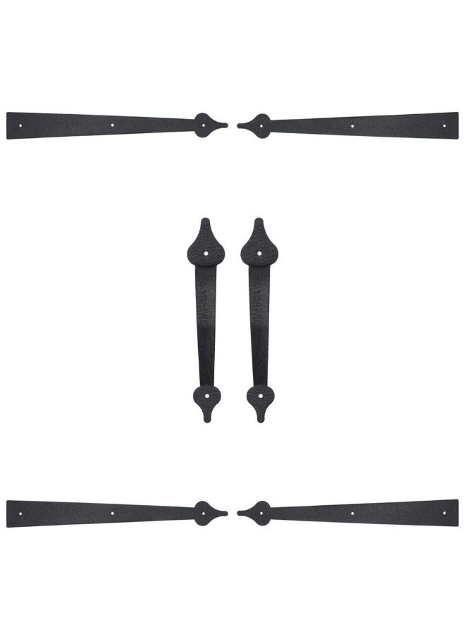 Decorative Metal Garage Door Hardware Screw in Carriage House Accents Dummy Hinges Handles Black Steel Barn Gate Garage Decor - Image 2