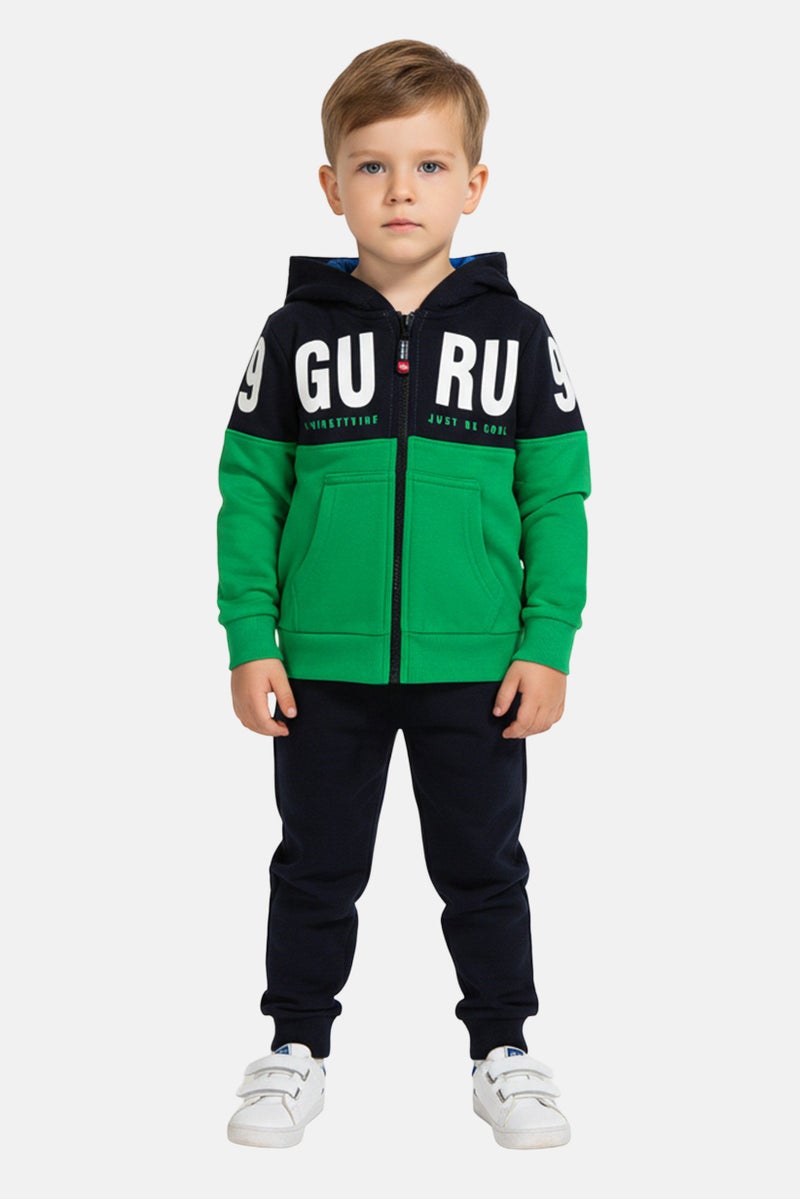 guru G99 By Guru Toddlers Boy 2 Piece Brand Logo Hoodies And Bottom Set, Multicolor - Image 1