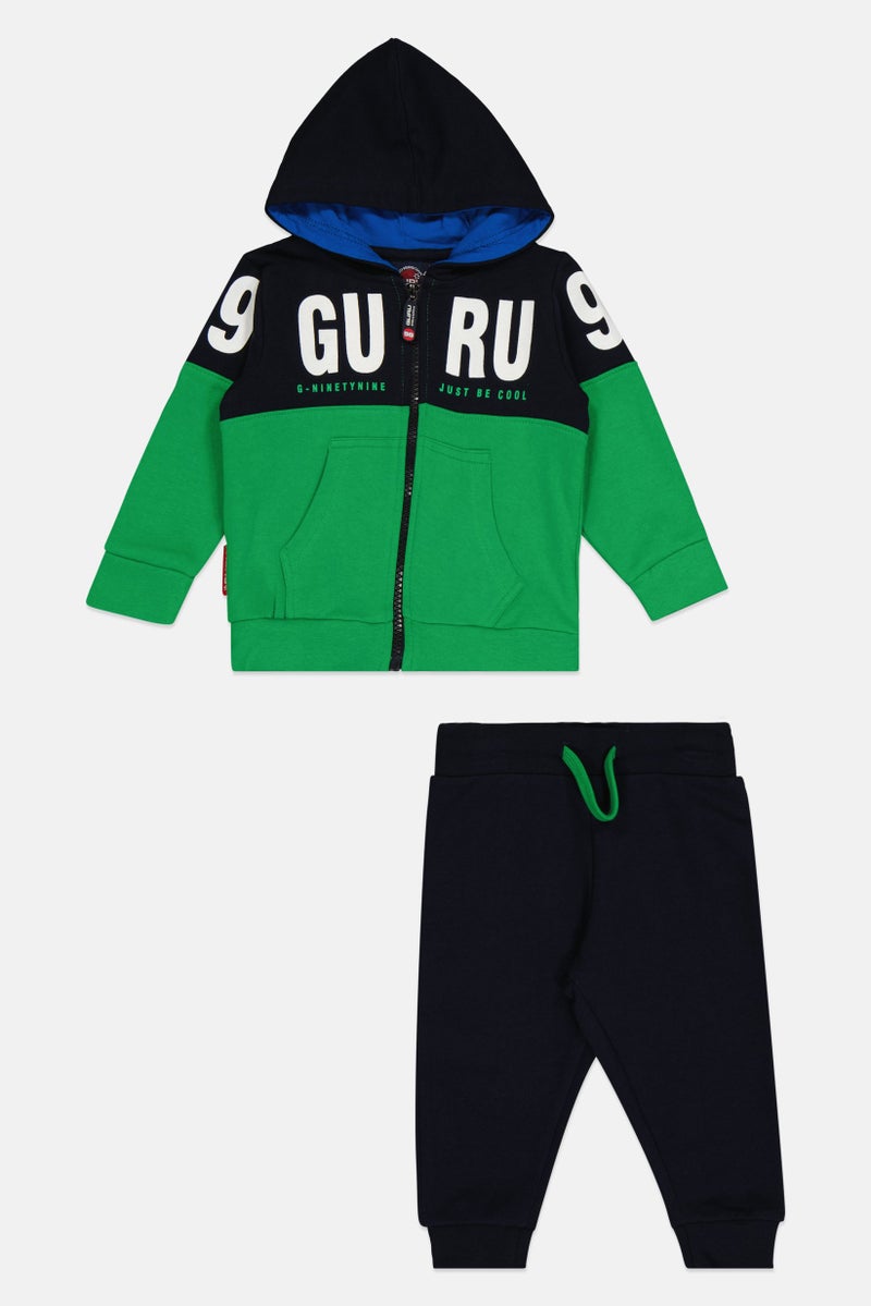 guru G99 By Guru Toddlers Boy 2 Piece Brand Logo Hoodies And Bottom Set, Multicolor - Image 2