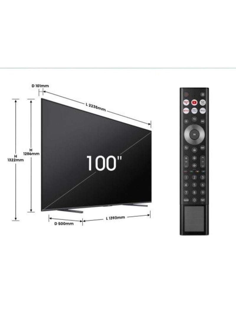 Hisense 100 Inch QLED, VIDAA U8, Smart TV, Dolby Atmos, 144Hz Game Mode Pro, Quantum Dot Color, Built-in Subwoofer, Full Array, AI Adaptive 100Q7Q Black - Image 3