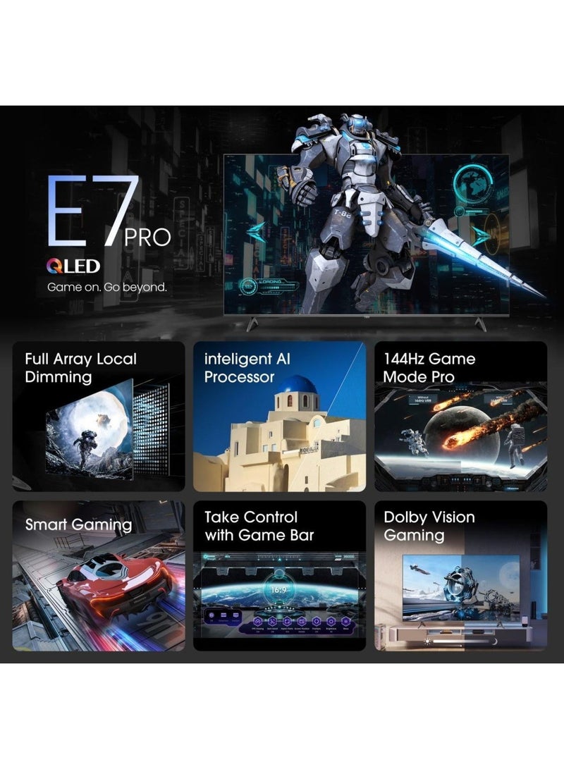 Hisense 100 Inch QLED, VIDAA U8, Smart TV, Dolby Atmos, 144Hz Game Mode Pro, Quantum Dot Color, Built-in Subwoofer, Full Array, AI Adaptive 100Q7Q Black - Image 2