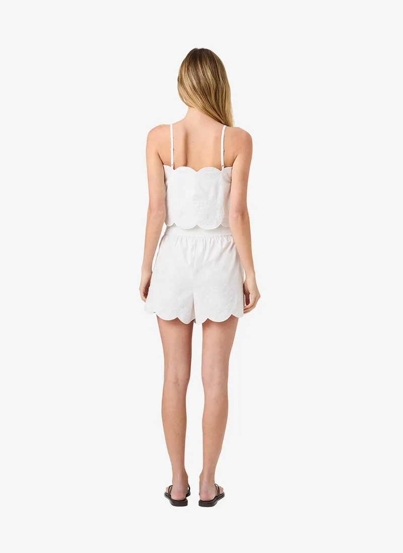 French Connection Linen White Women's Linen White Alissa Cotton Embroidered Shorts for Women | Best Price UAE