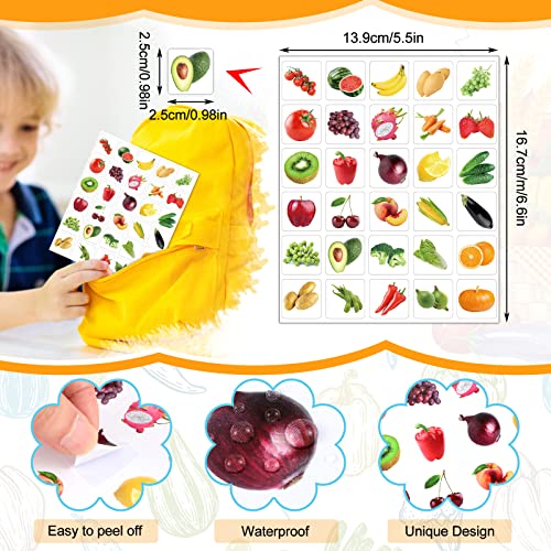 Hotop 600 Pcs Fruits Vegetable Stickers for Kids Photos Garden Realistic Food Fruit Stickers for Teachers Student Classroom Theme Party Favor(Fruits Vegetable) - Image 2