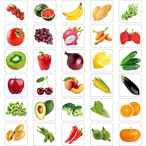 Hotop 600 Pcs Fruits Vegetable Stickers for Kids Photos Garden Realistic Food Fruit Stickers for Teachers Student Classroom Theme Party Favor(Fruits Vegetable) - Image 1