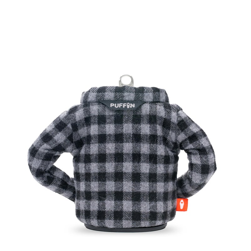 Puffin The Lumberjack Beverage Flannel | Unique Insulated 12 oz Can Cooler for Beer Soda Energy Drinks and More  Pewter - Image 3