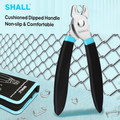 SHALL Hog Ring Pliers Kit with 600pcs Galvanized Hog Rings (3/8’’, 1/2’’, 3/4’’) for Upholstery, Fence, Animal Pet Cages, Bungee Cords, Bagging, Protective Gloves, Storage Case & Bag Included - Image 3