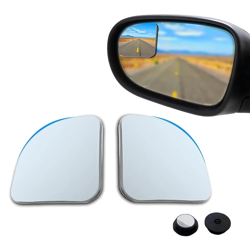 Dogary 2 PCS Car Blind Spot Mirrors HD Frameless Glass Blind Spot Side Mirrors Fan Shaped Rotatable Wide Angle Rearview Looking Glass Universal Vehicle Reflective Assist Accessories Sliver - Image 3