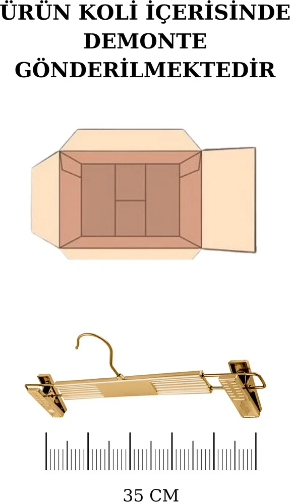 İstanbul Manken Istanbul Mannequin 10 Pieces Plastic Gold Plated Trouser Hanger Skirt Hanger Clothes Hanger