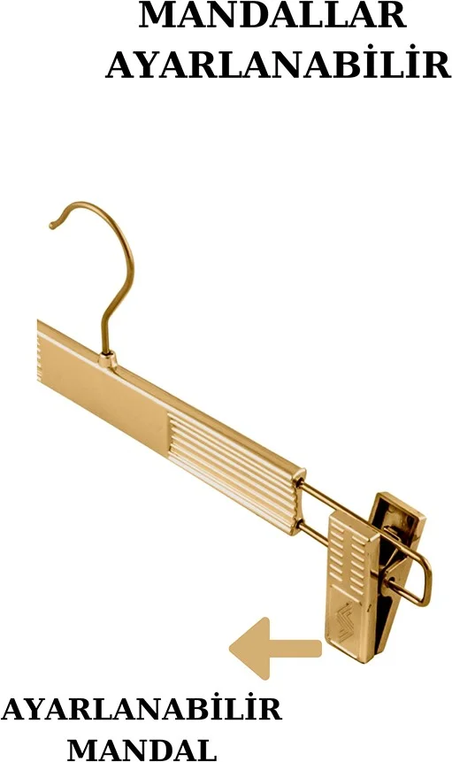 İstanbul Manken Istanbul Mannequin 10 Pieces Plastic Gold Plated Trouser Hanger Skirt Hanger Clothes Hanger