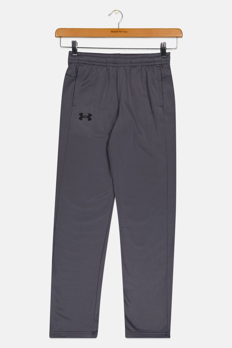 UNDER ARMOUR Kids Boy Drawstring Training Track Pants, Grey - Image 1