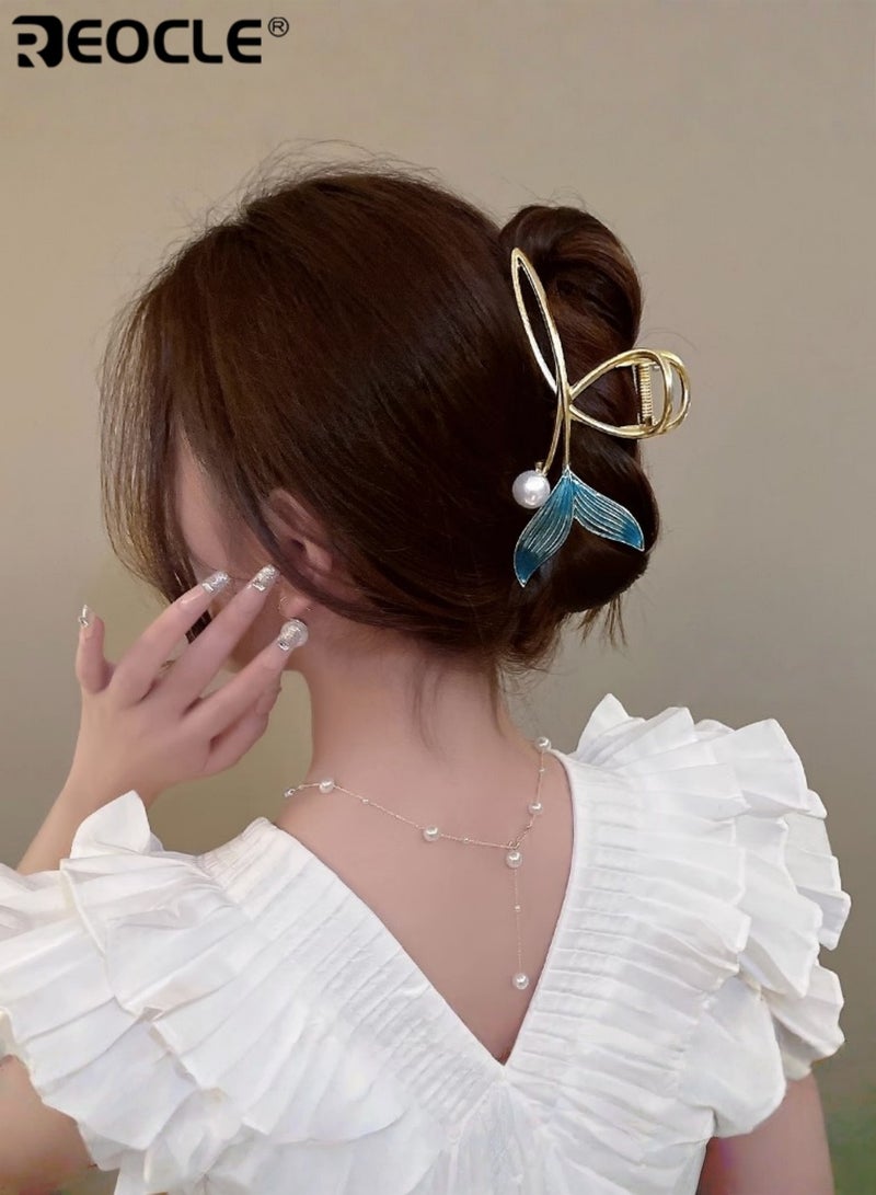 REOCLE Mermaid Tail Hair Clip with Double Layer Electroplating and Alloy Construction Womens Hair Accessory with Sparkling Finish for Summer Party Updos - Image 2