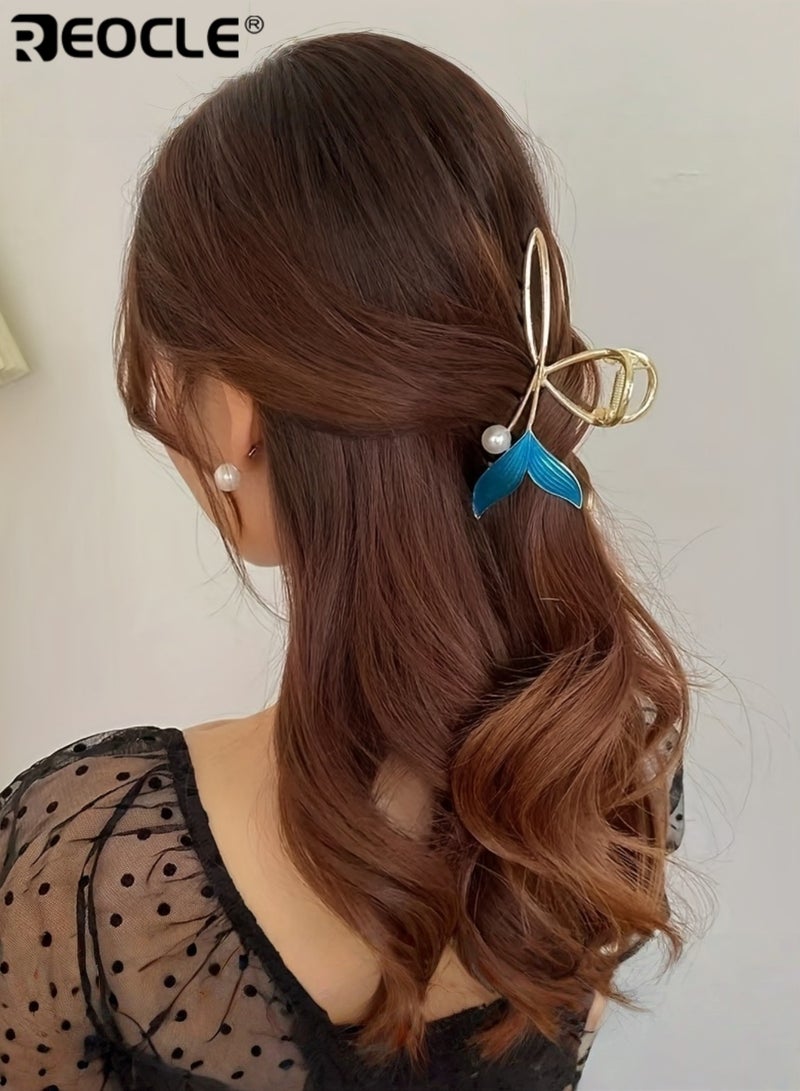 REOCLE Mermaid Tail Hair Clip with Double Layer Electroplating and Alloy Construction Womens Hair Accessory with Sparkling Finish for Summer Party Updos - Image 3