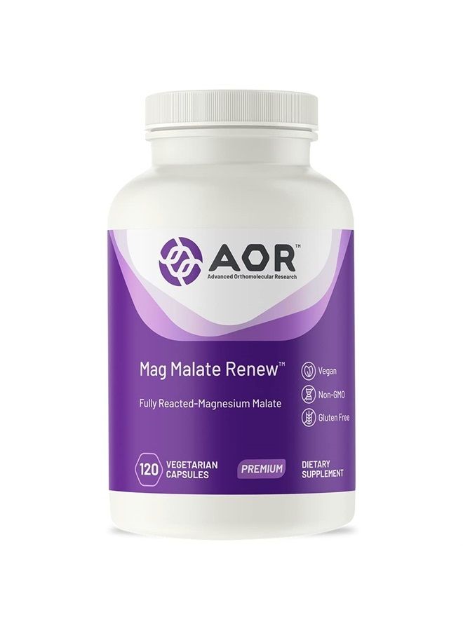 AOR , Mag Malate Renew, Supports a Healthy Heart, Muscle Function and Energy, Magnesium Supplement, 120 servings (120 capsules) - Image 1