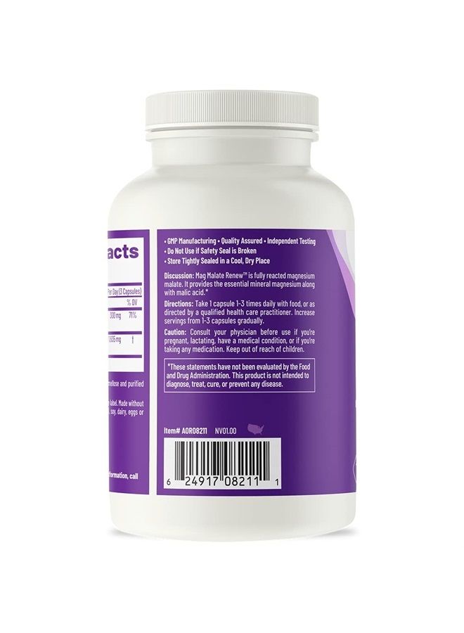 AOR , Mag Malate Renew, Supports a Healthy Heart, Muscle Function and Energy, Magnesium Supplement, 120 servings (120 capsules) - Image 3
