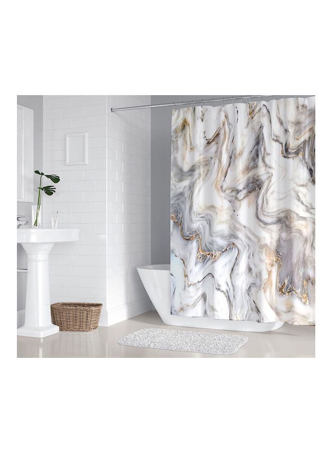 Marble Printed Shower Curtain With Hook White/Grey 165x180cm - Image 1