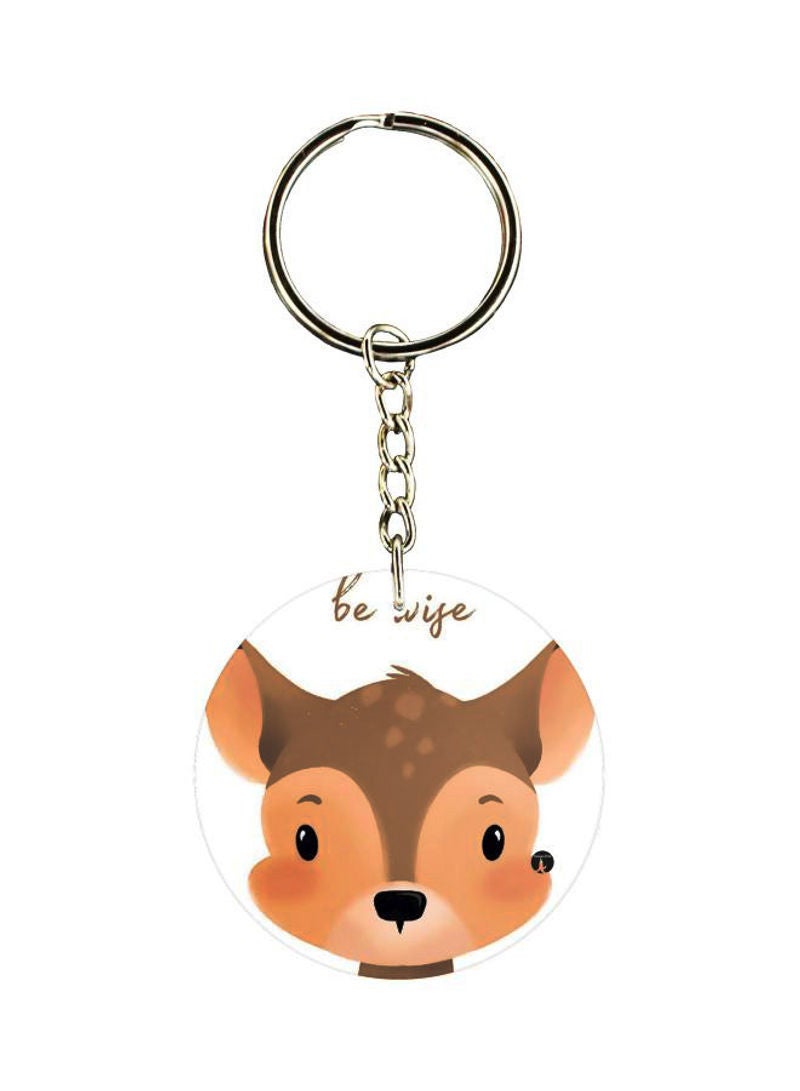 RKN Be Wise Deer Printed Double Sided Keychain