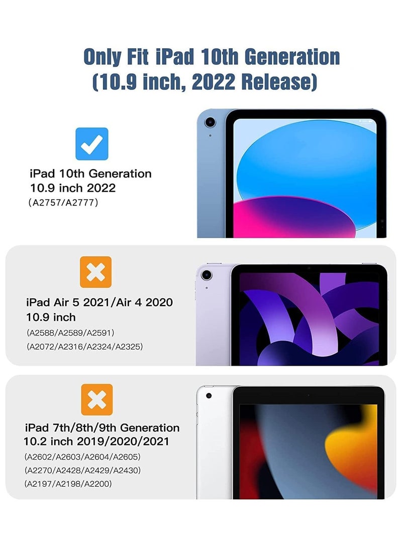 حافظة لجهاز iPad الجيل العاشر 10.9 بوصة 2022، حماية ثقيلة هجينة مضادة للصدمات مع قاعدة دوارة 360° مضادة للخدش، حافظة متينة للأطفال مع حامل قلم وحزام كتف (ذهبي وردي) - Image 2