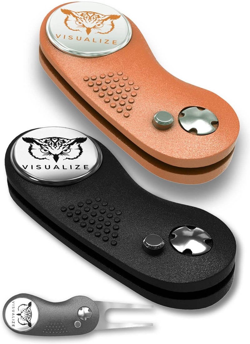 VISUALIZE Store Elite Switchblade Golf Divot Repair Tool Set with Ball Marker - Sturdy Anodized Aluminum - Perfect Golf Accessory Gift - Image 1