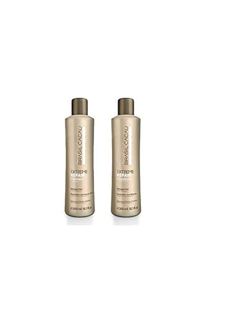 Cadiveu Brasil Cacau Extreme Repair Shampoo & Conditioner For Damaged hair ( 300ml+300ml) - Image 1