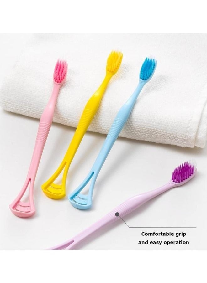 BAEKO - 8 Pieces 2 in 1 Soft Toothbrush with Tongue Scraper - Image 1