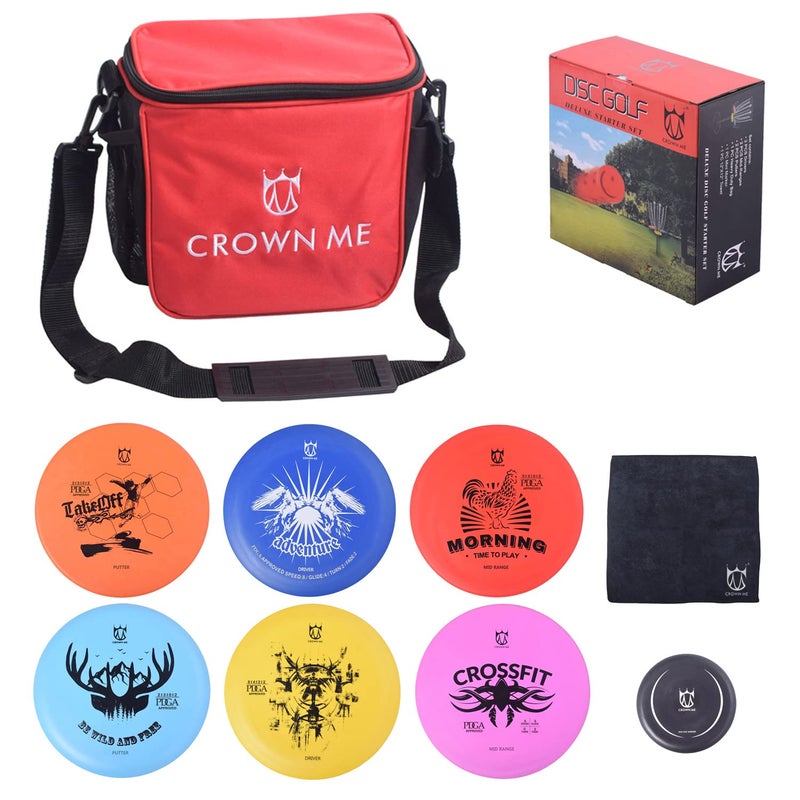 CROWN ME Disc Golf Starter SetDisc Golf Set with 6 Discs 1 Marker1 Towel and Starter Disc Golf Bag Fairway Driver - Image 2