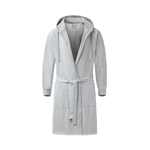 DudeRobe Men's Robe – Hooded TERRY Bath Robe for Men with Pockets | Soft, Comfy Men’s Bathrobe from Shark Tank | Absorbent Cotton Hooded Robes for After Shower, Lounging, Gym & More, Grey, S/M - Image 2