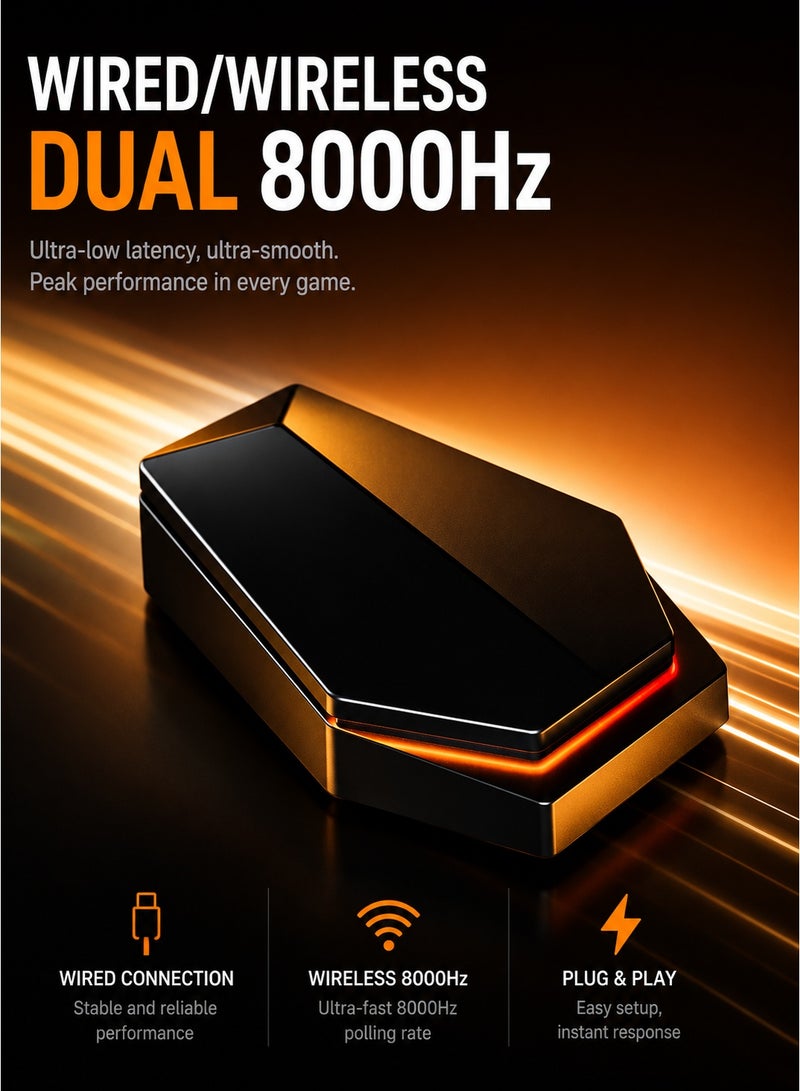 اي تي كي ماوس دراغونفلاي A9 بلس اللاسلكي للألعاب، خفيف الوزن، مزود بمستشعر PAW3395، بدقة DPI قابلة للتعديل، وتكرار استطلاع 1K هرتز، ويدعم ثلاث طرق توصيل: لاسلكي / بلوتوث / سلكي. - Image 4