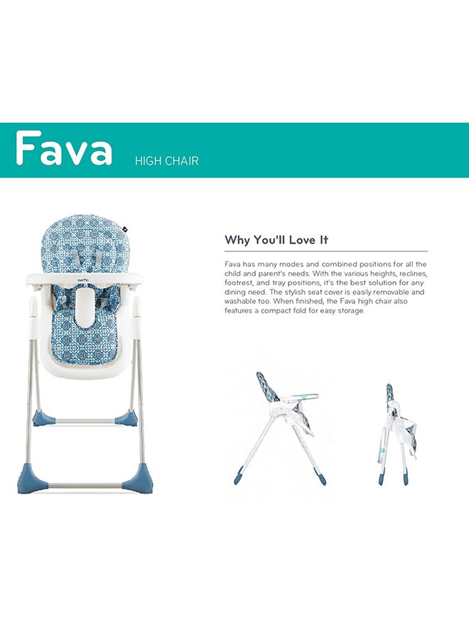 evenflo - Fava Compact High Chair 6m-36m, Blue - Image 1