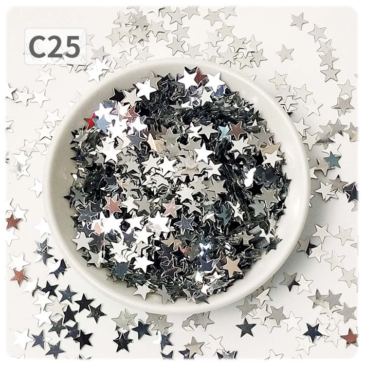 Generic YALEDUO 7MM Star Oil Paint Glitter, DIY No-Hole Flat Sequins C25 silver D-1