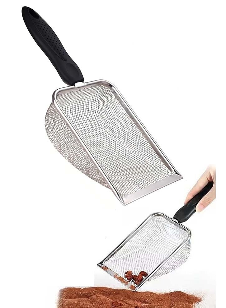 Cat Litter Scoop Metal Stainless Steel Mesh Kitty Litter Scoop with Hook, Cat Scooper for Litter Box, Filter Small Pieces Quickly, Easy to Clean and Durable（3.8mm) - Image 1