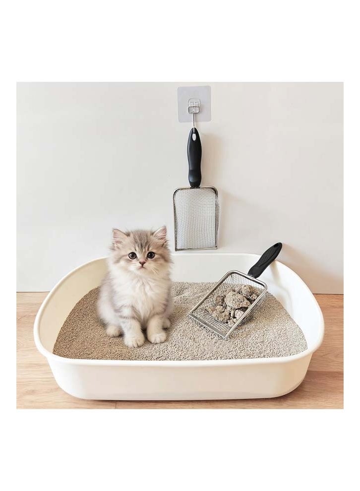 Cat Litter Scoop Metal Stainless Steel Mesh Kitty Litter Scoop with Hook, Cat Scooper for Litter Box, Filter Small Pieces Quickly, Easy to Clean and Durable（3.8mm) - Image 4