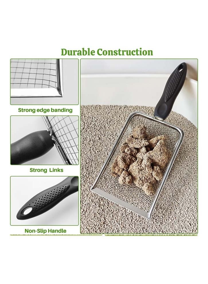 Cat Litter Scoop Metal Stainless Steel Mesh Kitty Litter Scoop with Hook, Cat Scooper for Litter Box, Filter Small Pieces Quickly, Easy to Clean and Durable（3.8mm) - Image 2