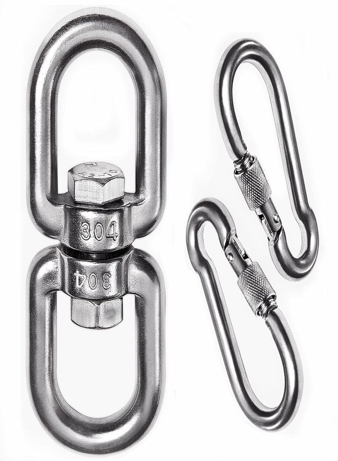 Velomill 2+1 Heavy Duty 304 Stainless Steel Swivel Ring Double Ended Swivel Eye Hook with SUS304 Snap Hooks for Web Tree Swing, Swing Spinner Hanger, Reliable and Safe (M6) - Image 1