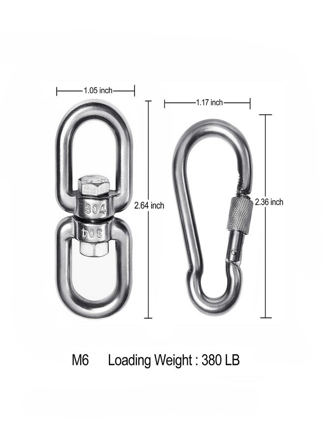 Velomill 2+1 Heavy Duty 304 Stainless Steel Swivel Ring Double Ended Swivel Eye Hook with SUS304 Snap Hooks for Web Tree Swing, Swing Spinner Hanger, Reliable and Safe (M6) - Image 4