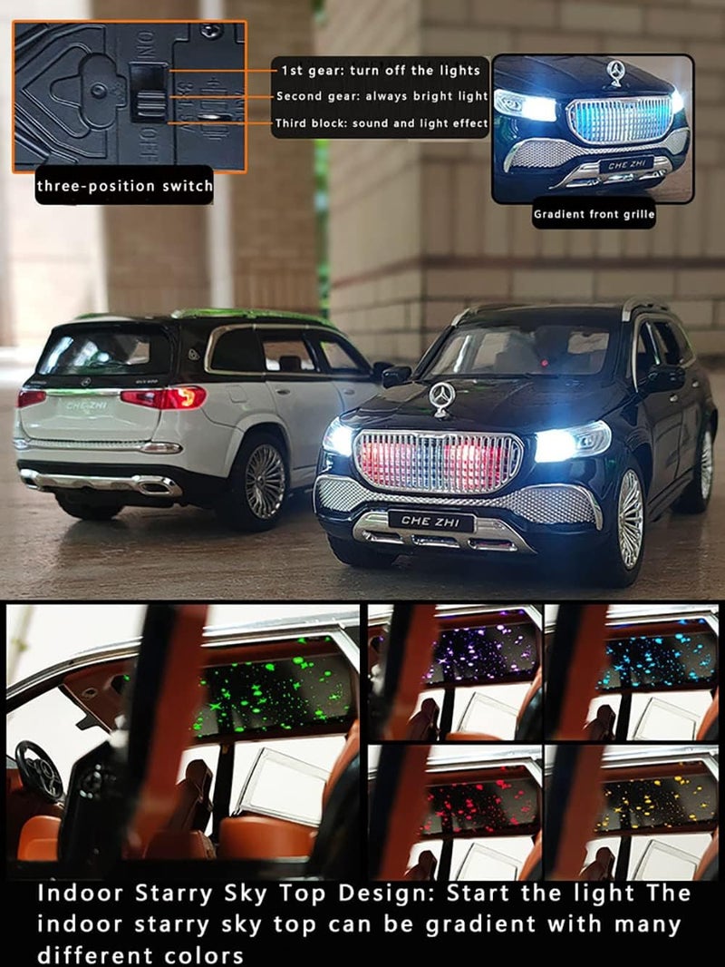 Invite Enterprise Die-Cast Zinc Alloy 1:24 Scale Mrcedes Benz Gls600 Maybach Car Model Large With 6 Openable Doors,Lights & Music Alloy Pull Back Toy Car For Kids, Cars(Gls600), Multicolor - Image 3