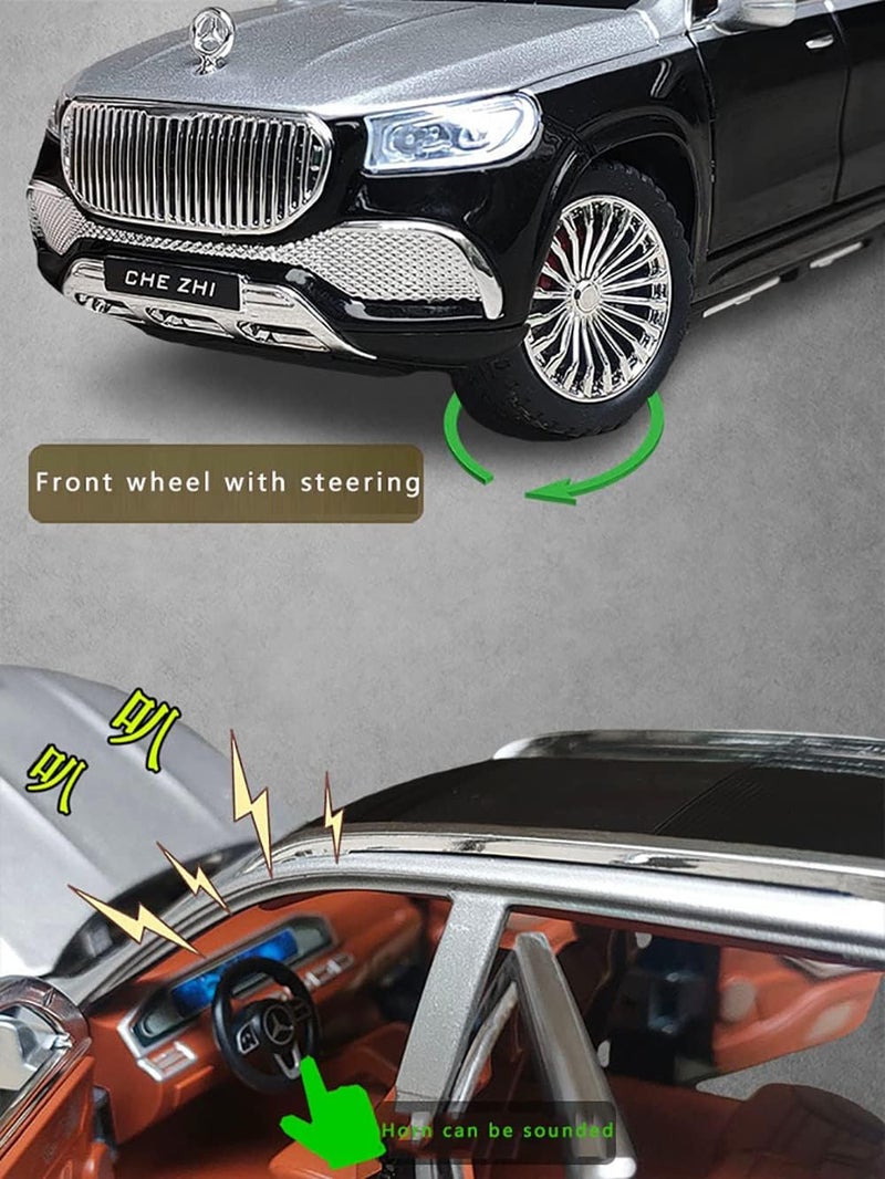 Invite Enterprise Die-Cast Zinc Alloy 1:24 Scale Mrcedes Benz Gls600 Maybach Car Model Large With 6 Openable Doors,Lights & Music Alloy Pull Back Toy Car For Kids, Cars(Gls600), Multicolor - Image 4
