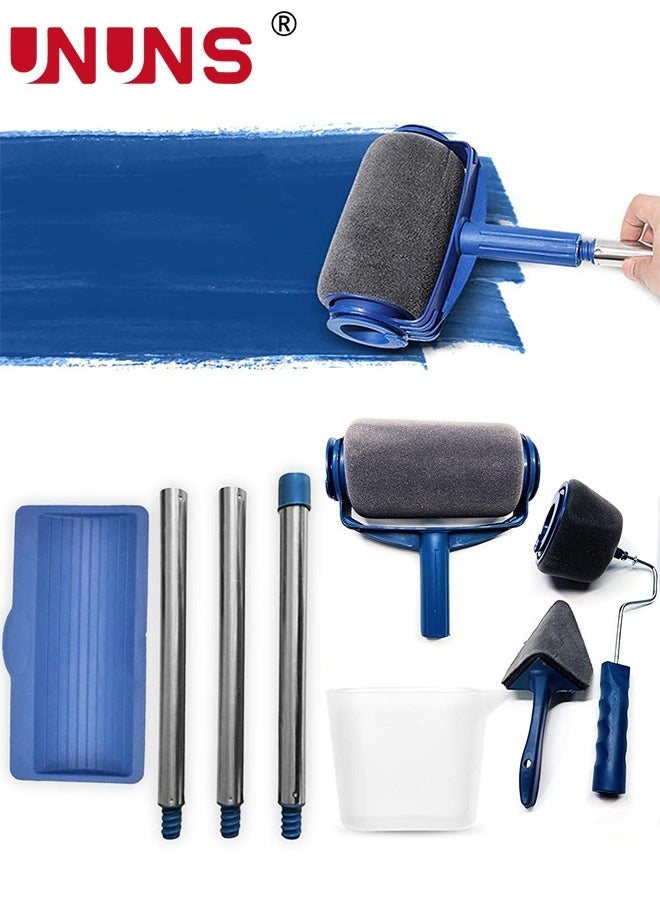 UNUNS - Paint Roller Set,7Pcs Wall Painting Handle Tool With Paint Runner Brush,Wall Printing Brush,3 Extension Poles,Printing Brush Tray, Handle Flocked Edger Room For Walls And Ceiling - Image 1