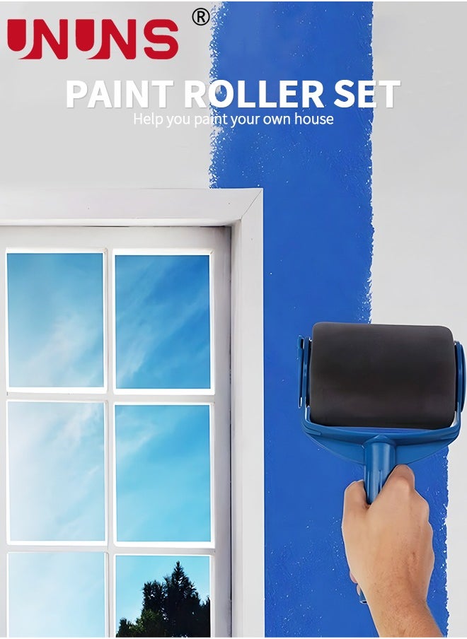 UNUNS - Paint Roller Set,7Pcs Wall Painting Handle Tool With Paint Runner Brush,Wall Printing Brush,3 Extension Poles,Printing Brush Tray, Handle Flocked Edger Room For Walls And Ceiling - Image 1