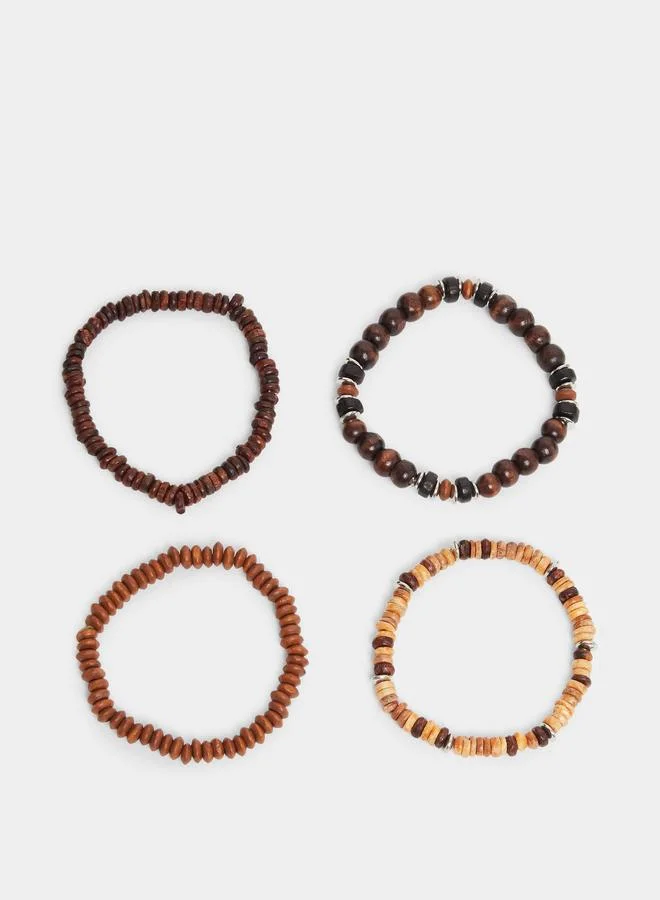 Set of 4 - Wooden Bead Bracelet